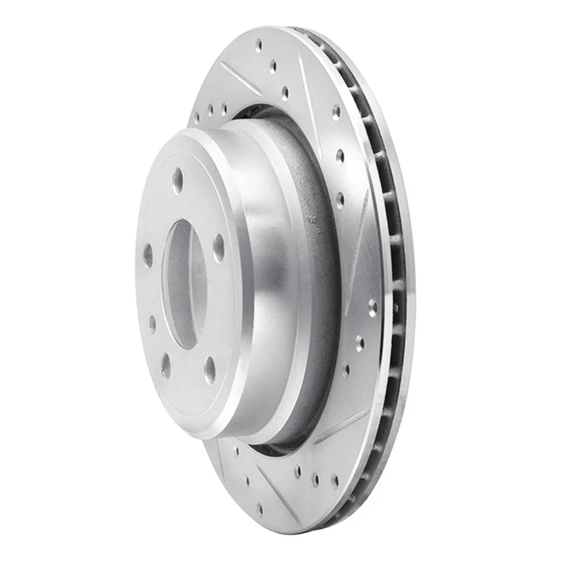 R1 88-94 BMW 750IL Rear Right Drilled & Slotted Silver Brake Rotor - Image 4