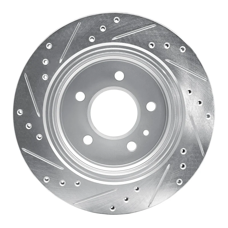 R1 88-94 BMW 750IL Rear Right Drilled & Slotted Silver Brake Rotor - Image 5