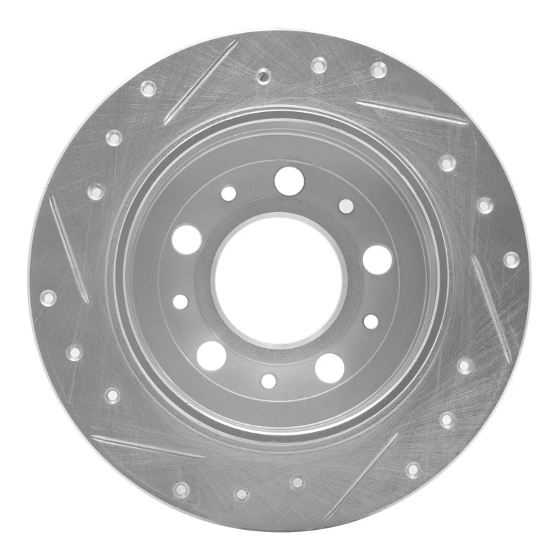 R1 88-94 Volvo 760 Series Rear Right Drilled & Slotted Silver Brake Rotor - Image 5