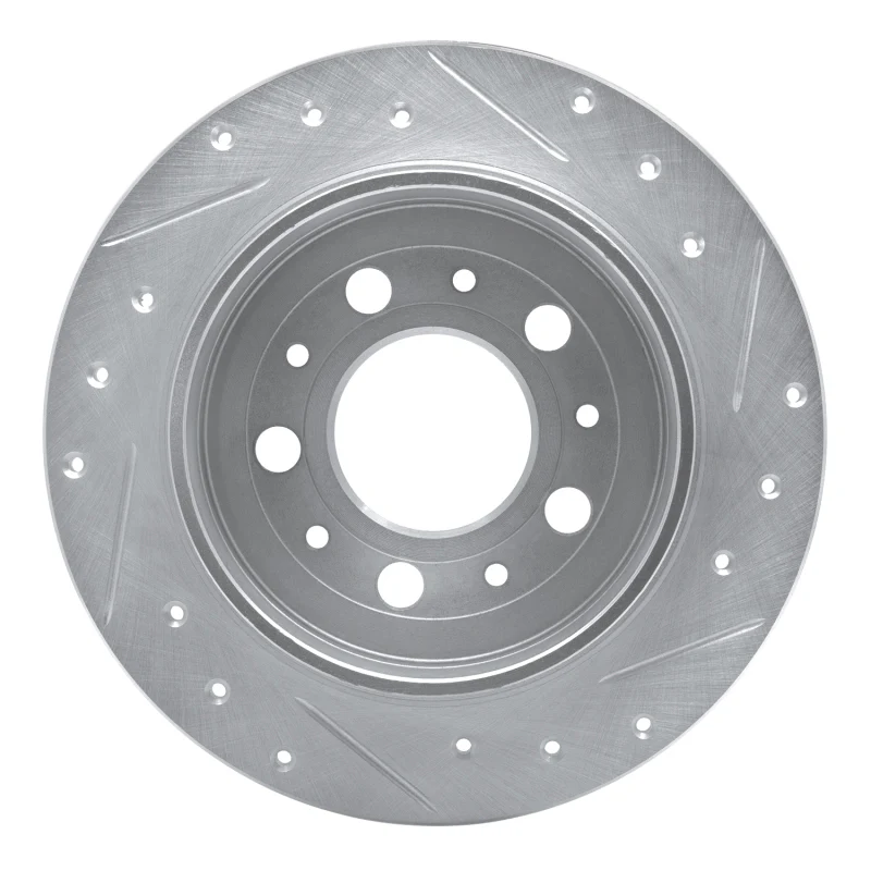 R1 88-94 Volvo 780 Rear Left Drilled & Slotted Silver Brake Rotor - Image 2