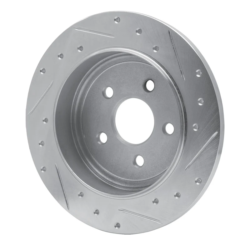 R1 88-95 Chrysler Daytona Rear Left Drilled & Slotted Silver Brake Rotor - Image 3