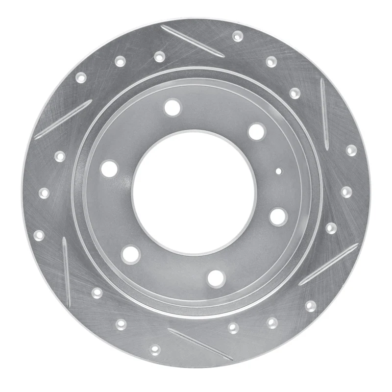 R1 88-95 Isuzu AMIGO Rear Left Drilled & Slotted Silver Brake Rotor - Image 2
