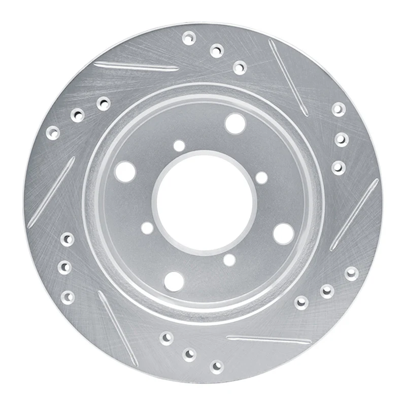 R1 89-01 Chevrolet Metro Front Left Drilled & Slotted Silver Brake Rotor - Image 3