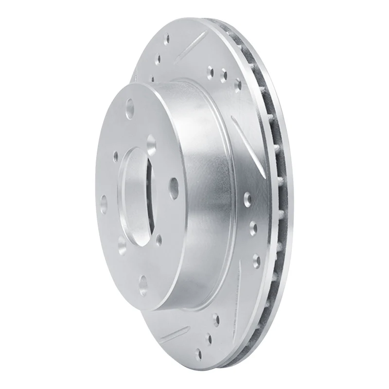 R1 89-01 Chevrolet Metro Front Left Drilled & Slotted Silver Brake Rotor - Image 5