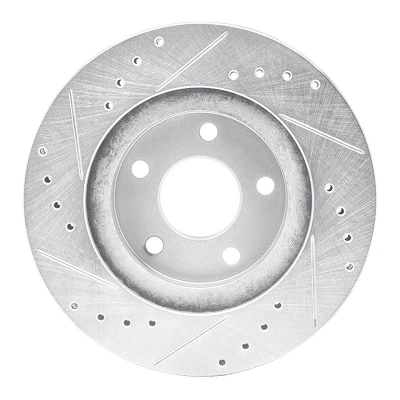 R1 89-90 Ford Thunderbird Front Right Drilled & Slotted Silver Brake Rotor - Image 3