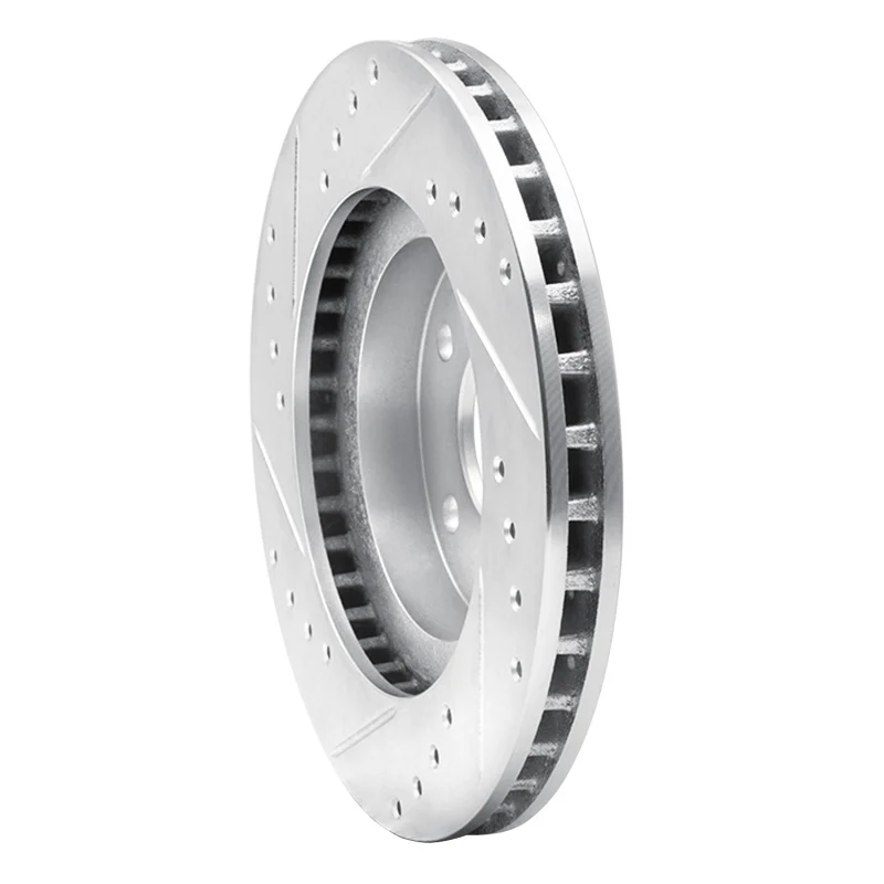 R1 89-90 Ford Thunderbird Front Right Drilled & Slotted Silver Brake Rotor - Image 5