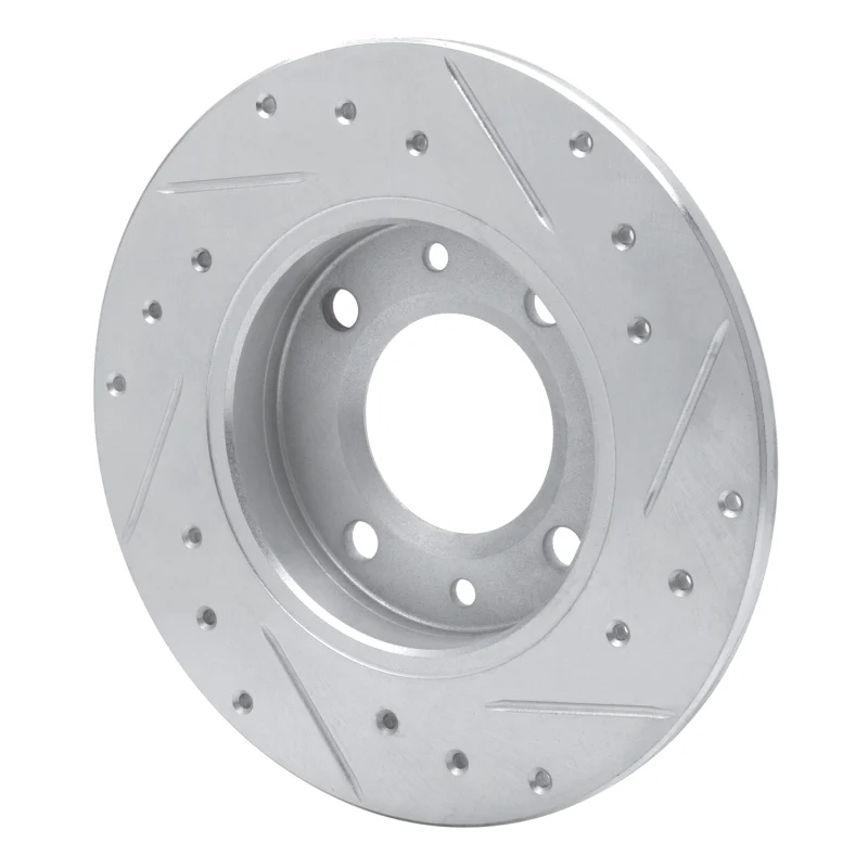 R1 89-91 Peugeot 405 Rear Left Drilled & Slotted Silver Brake Rotor - Image 3