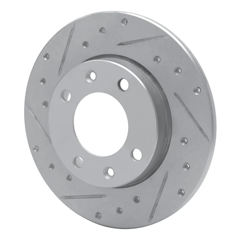 R1 89-91 Peugeot 405 Rear Left Drilled & Slotted Silver Brake Rotor - Image 4