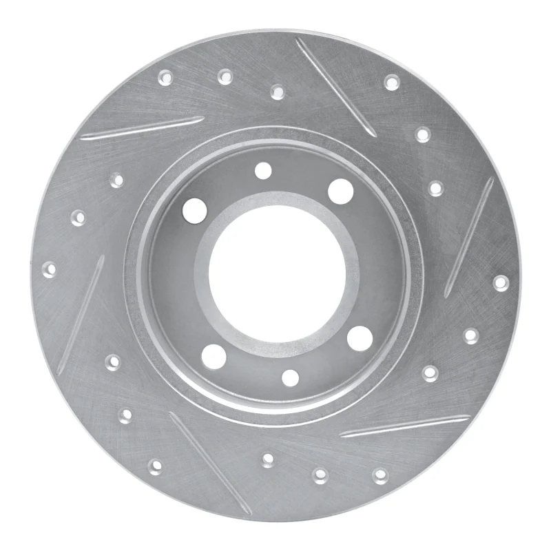R1 89-91 Peugeot 405 Rear Left Drilled & Slotted Silver Brake Rotor - Image 5