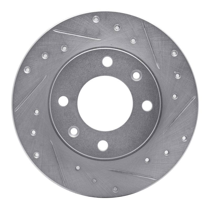R1 89-91 Peugeot 405 Rear Right Drilled & Slotted Silver Brake Rotor