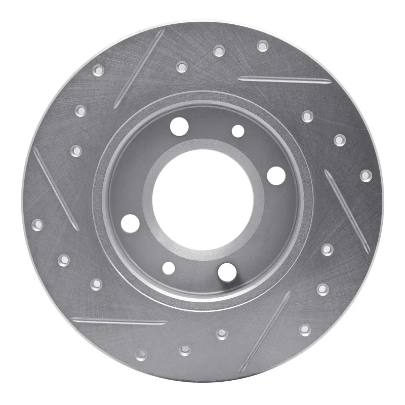 R1 89-91 Peugeot 405 Rear Right Drilled & Slotted Silver Brake Rotor - Image 2