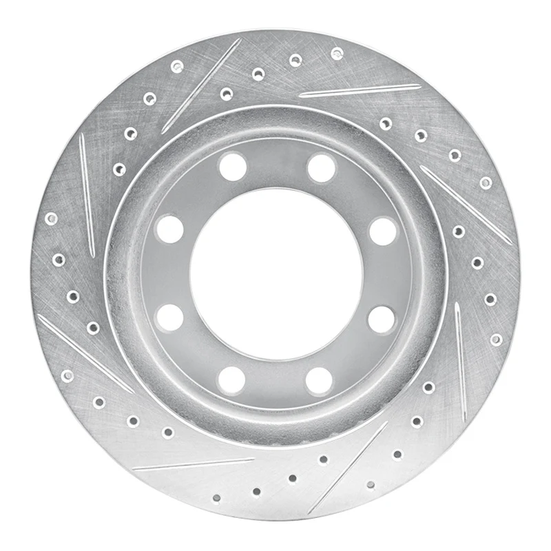 R1 89-93 Dodge W350 Front Right Drilled & Slotted Silver Brake Rotor - Image 2