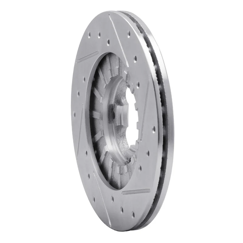 R1 89-94 Subaru Justy Front Left Drilled & Slotted Silver Brake Rotor - Image 2