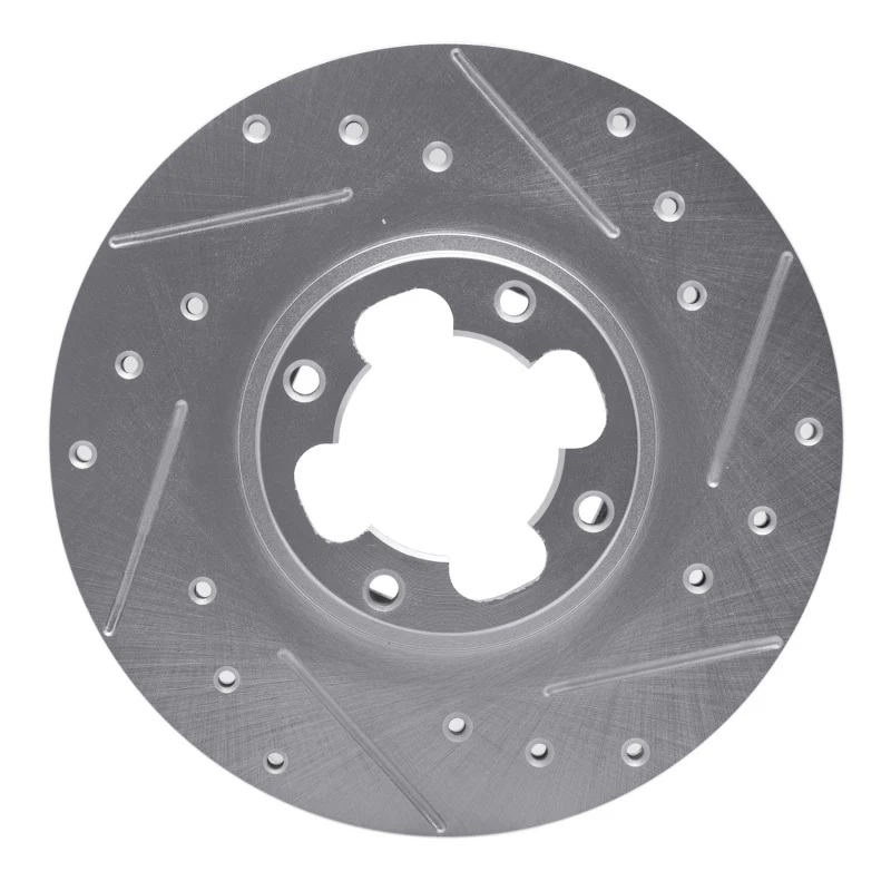R1 89-94 Subaru Justy Front Right Drilled & Slotted Silver Brake Rotor