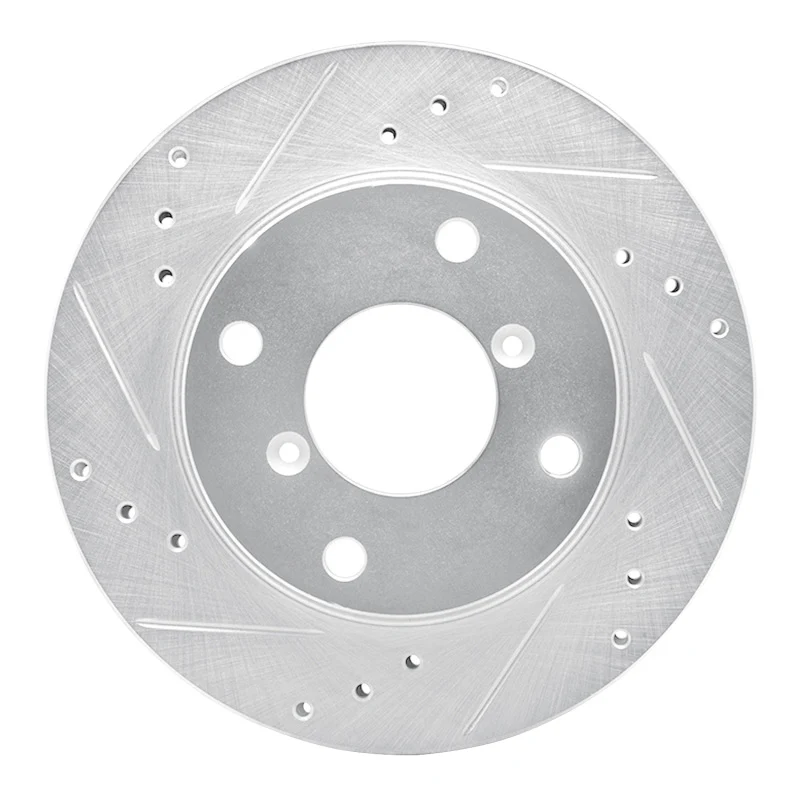 R1 89-94 Suzuki SWIFT Front Left Drilled & Slotted Silver Brake Rotor