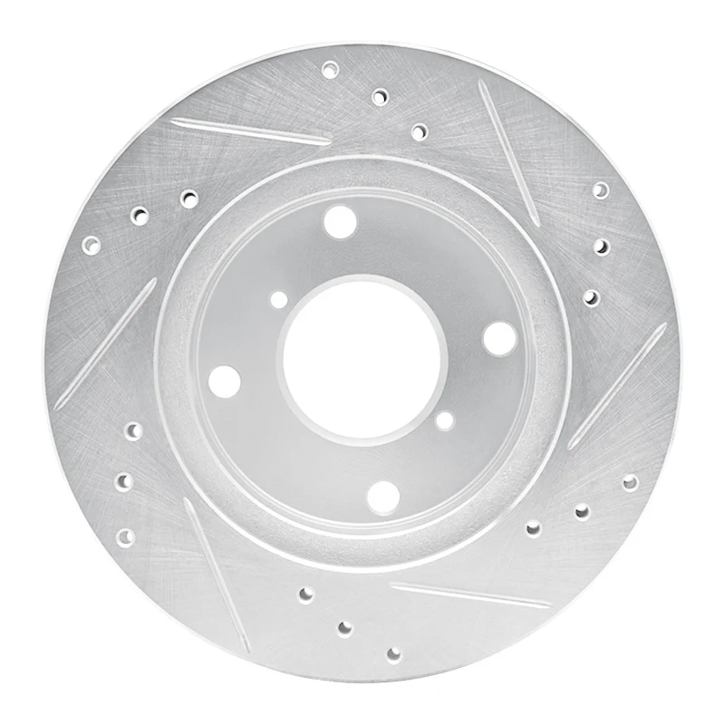 R1 89-94 Suzuki SWIFT Front Left Drilled & Slotted Silver Brake Rotor - Image 2