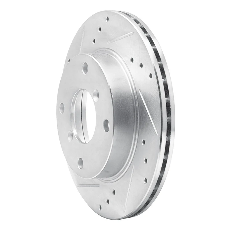 R1 89-94 Suzuki SWIFT Front Left Drilled & Slotted Silver Brake Rotor - Image 5