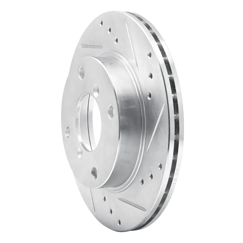 R1 89-94 Suzuki SWIFT Front Right Drilled & Slotted Silver Brake Rotor - Image 5