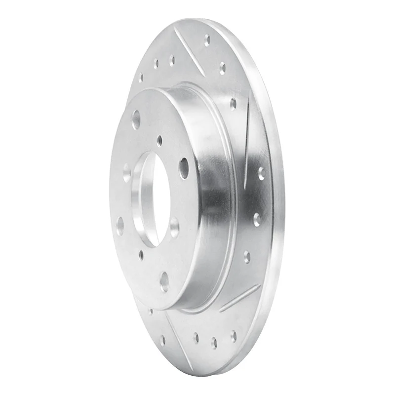 R1 89-94 Suzuki SWIFT Rear Right Drilled & Slotted Silver Brake Rotor - Image 3