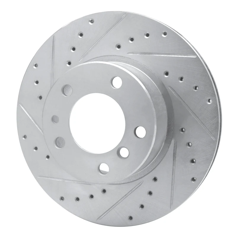 R1 89-95 BMW 525IT Front Left Drilled & Slotted Silver Brake Rotor - Image 3