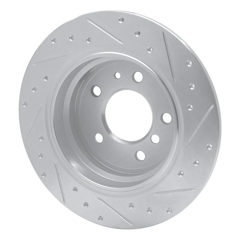 R1 89-95 BMW 535I Rear Left Drilled & Slotted Silver Brake Rotor - Image 2