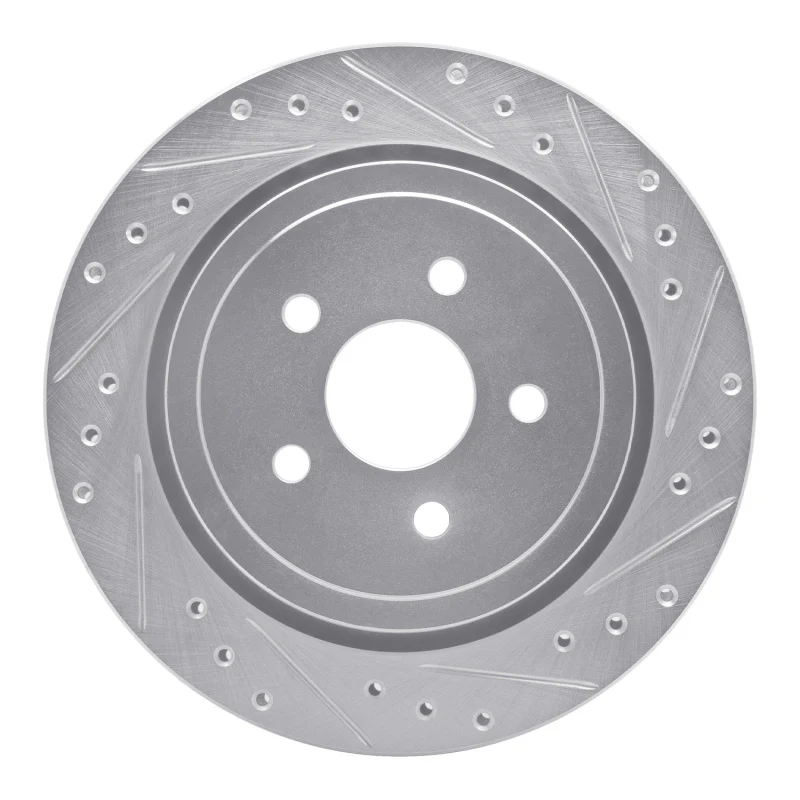 R1 89-95 Chrysler Daytona Rear Right Drilled & Slotted Silver Brake Rotor