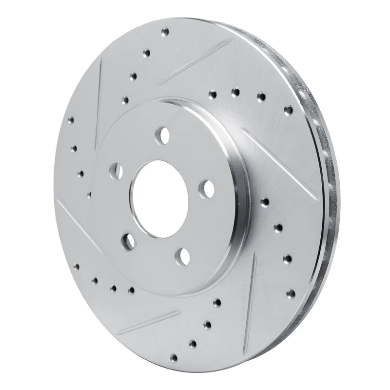 R1 89-95 Chrysler LeBaron Front Left Drilled & Slotted Silver Brake Rotor - Image 2