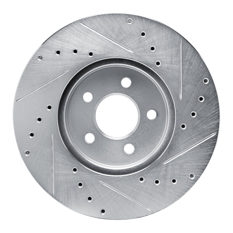 R1 89-95 Chrysler LeBaron Front Left Drilled & Slotted Silver Brake Rotor - Image 3