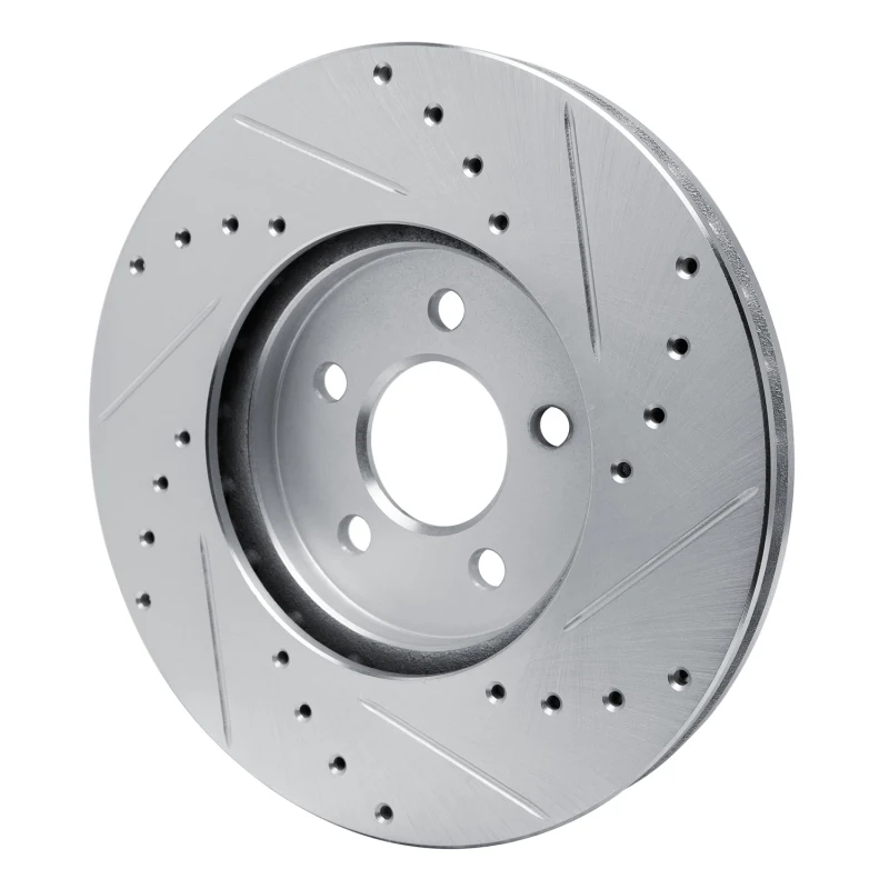 R1 89-95 Chrysler LeBaron Front Left Drilled & Slotted Silver Brake Rotor - Image 4