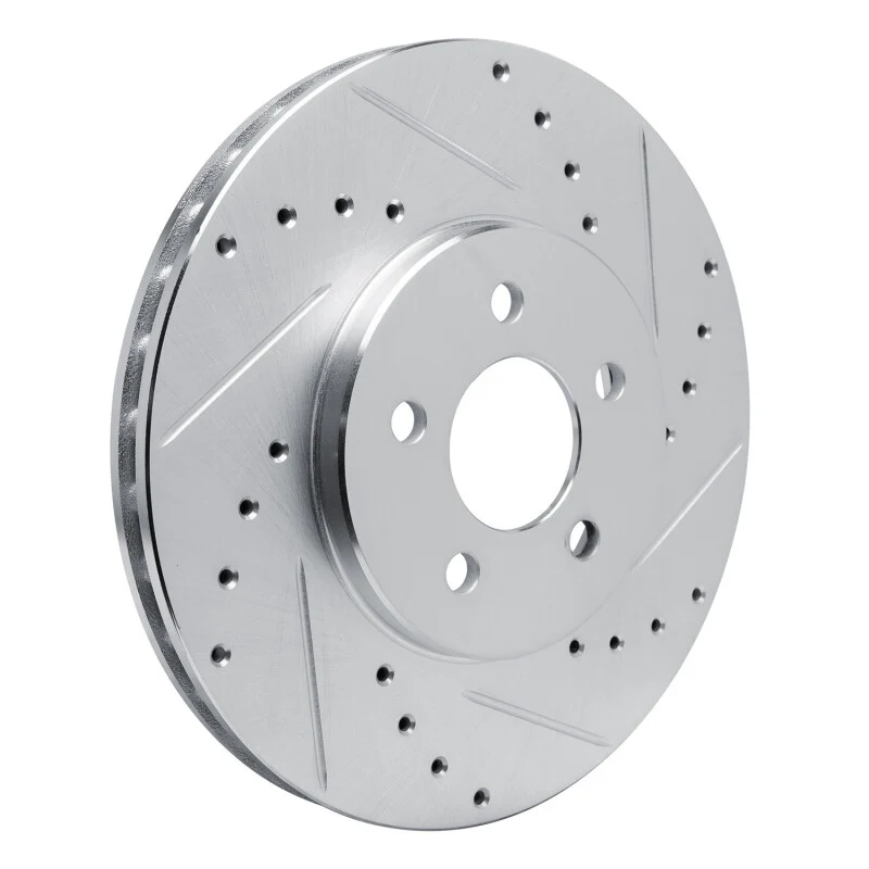 R1 89-95 Chrysler LeBaron Front Right Drilled & Slotted Silver Brake Rotor - Image 3