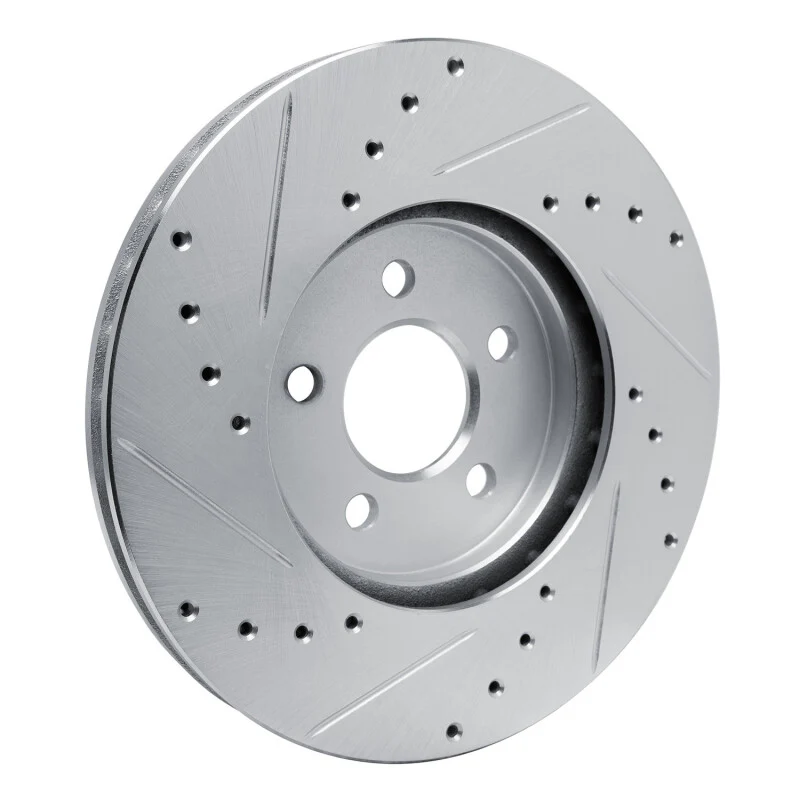 R1 89-95 Chrysler LeBaron Front Right Drilled & Slotted Silver Brake Rotor - Image 4