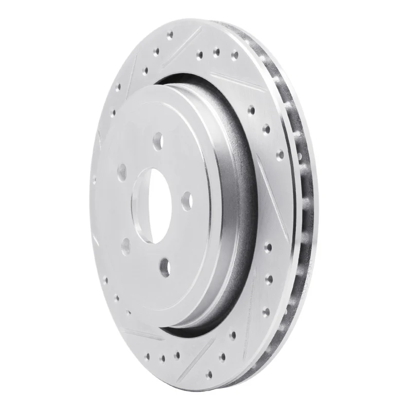 R1 89-95 Chrysler LeBaron Rear Left Drilled & Slotted Silver Brake Rotor - Image 4