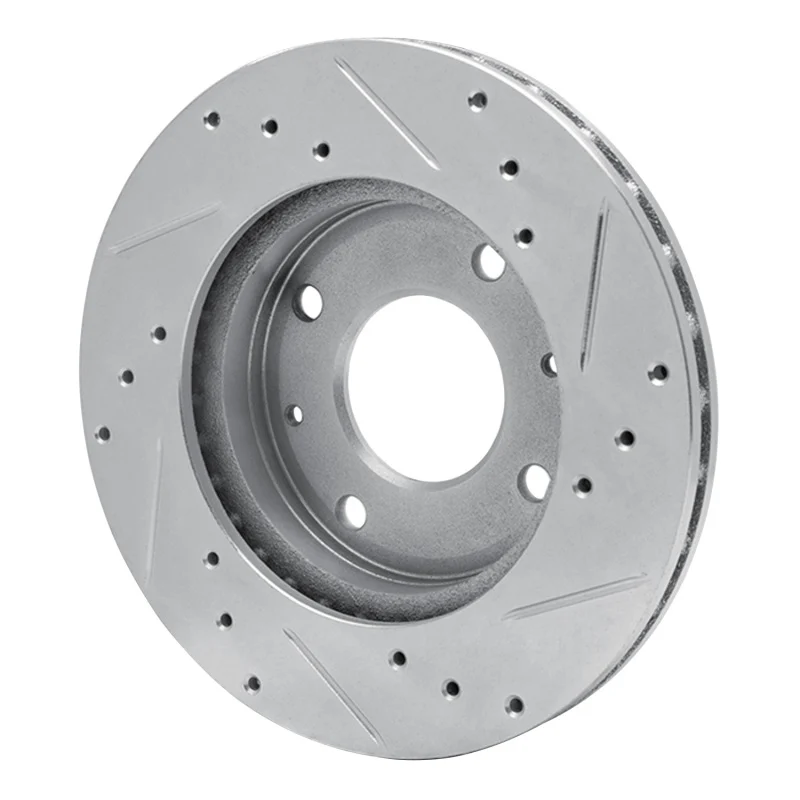 R1 89-98 Hyundai SONATA Front Left Drilled & Slotted Silver Brake Rotor - Image 3