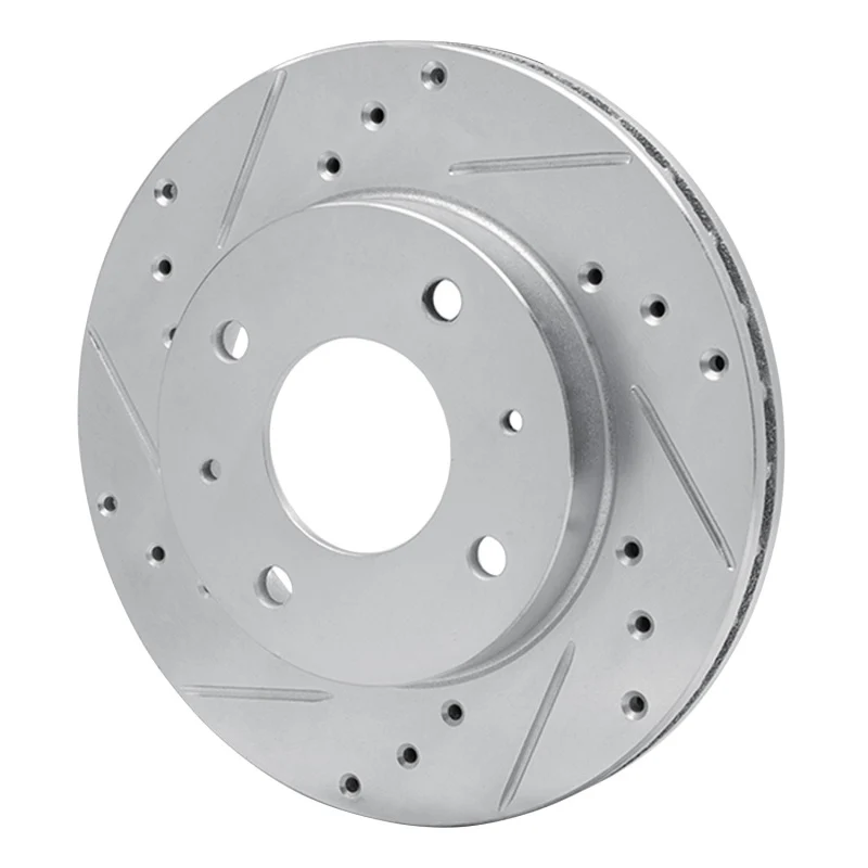 R1 89-98 Hyundai SONATA Front Left Drilled & Slotted Silver Brake Rotor - Image 4