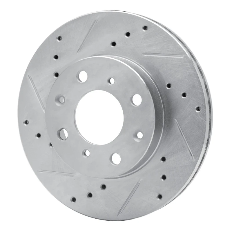 R1 90-00 Honda Civic DEL SOL Front Left Drilled & Slotted Silver Brake Rotor - Image 2