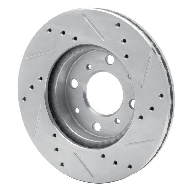 R1 90-00 Honda Civic DEL SOL Front Left Drilled & Slotted Silver Brake Rotor - Image 3