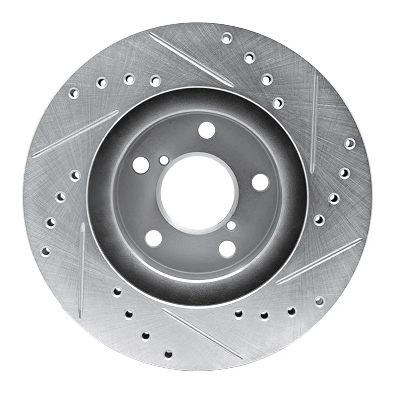 R1 90-01 Subaru Impreza Front Left Drilled & Slotted Silver Brake Rotor - Image 2