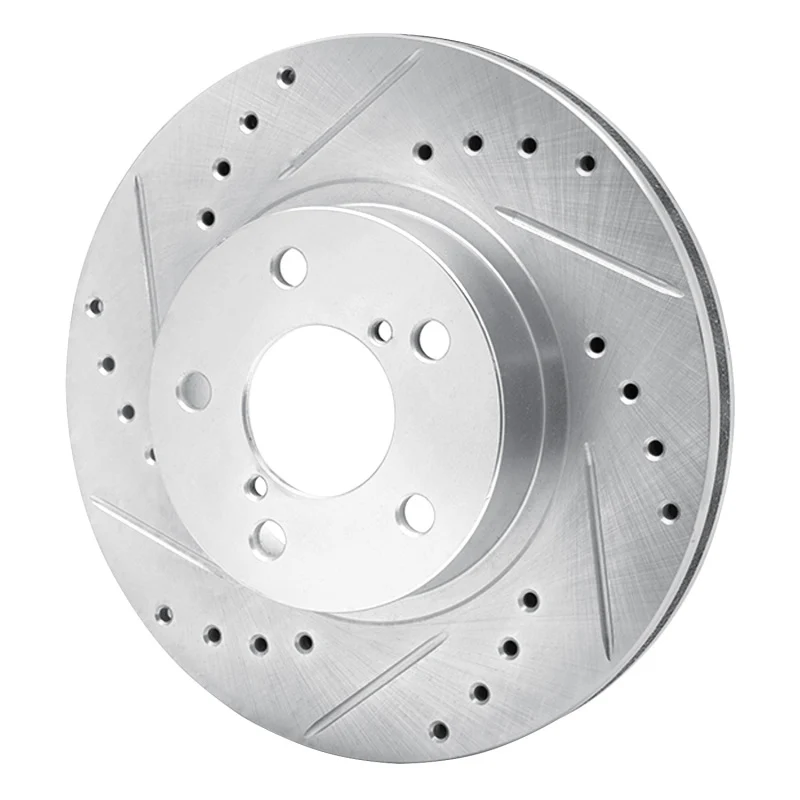 R1 90-01 Subaru Impreza Front Left Drilled & Slotted Silver Brake Rotor - Image 4