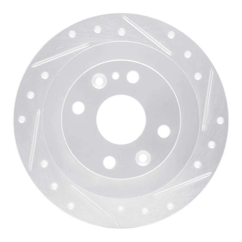 R1 90-03 Ford Escort Rear Right Drilled & Slotted Silver Brake Rotor
