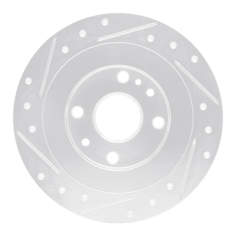 R1 90-03 Ford Escort Rear Right Drilled & Slotted Silver Brake Rotor - Image 2