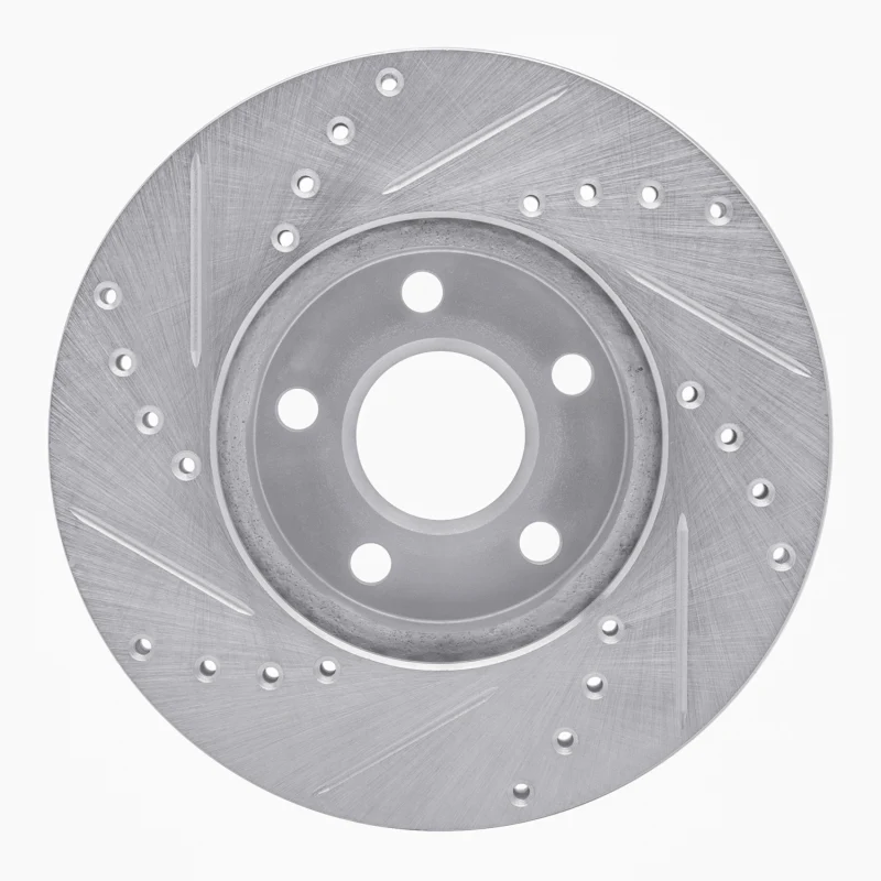 R1 90-05 Buick Skylark Front Right Drilled & Slotted Silver Brake Rotor - Image 2