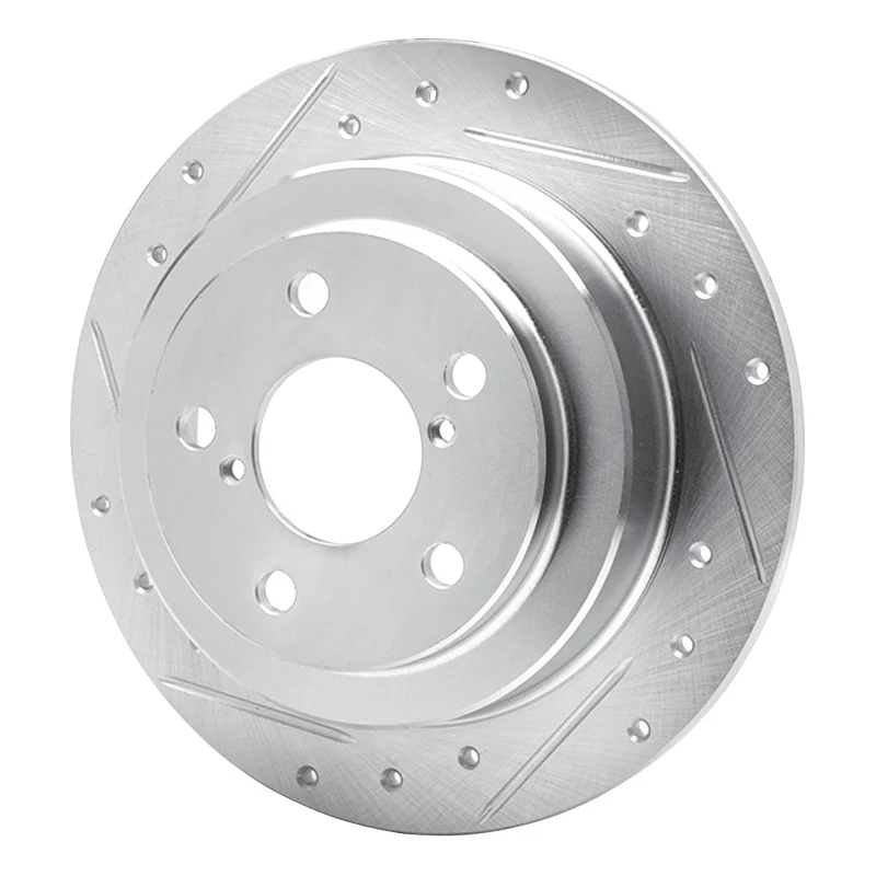 R1 90-08 Saab 9-2X Rear Left Drilled & Slotted Silver Brake Rotor - Image 5