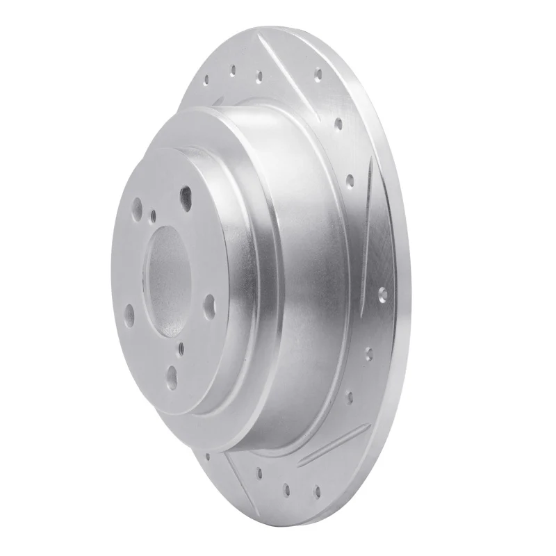R1 90-08 Saab 9-2X Rear Right Drilled & Slotted Silver Brake Rotor - Image 3
