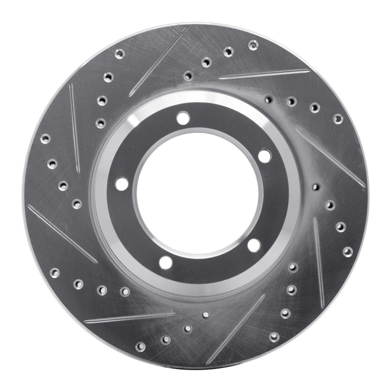 R1 90-16 Land Rover Defender 90 Front Left Drilled & Slotted Silver Brake Rotor