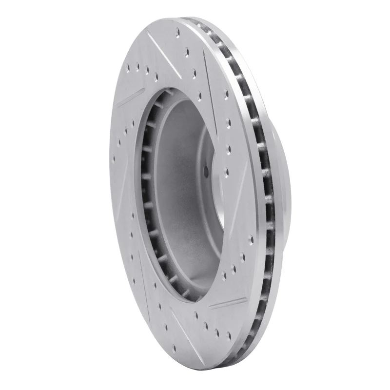 R1 90-16 Land Rover Defender 90 Front Left Drilled & Slotted Silver Brake Rotor - Image 2