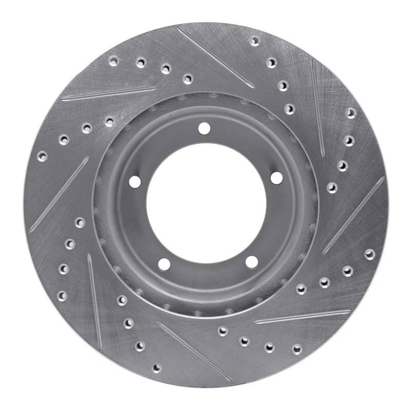 R1 90-16 Land Rover Defender 90 Front Left Drilled & Slotted Silver Brake Rotor - Image 4