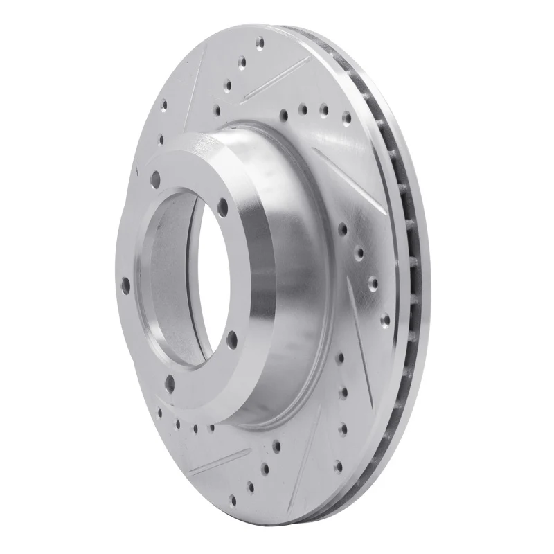 R1 90-16 Land Rover Defender 90 Front Left Drilled & Slotted Silver Brake Rotor - Image 5