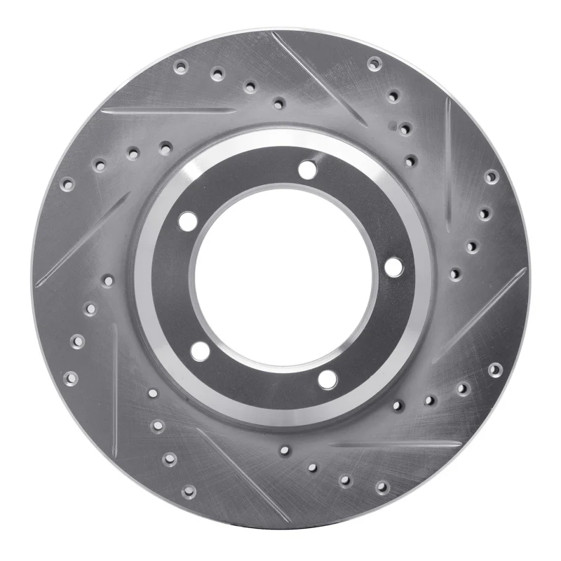 R1 90-16 Land Rover Range Rover Front Right Drilled & Slotted Silver Brake Rotor