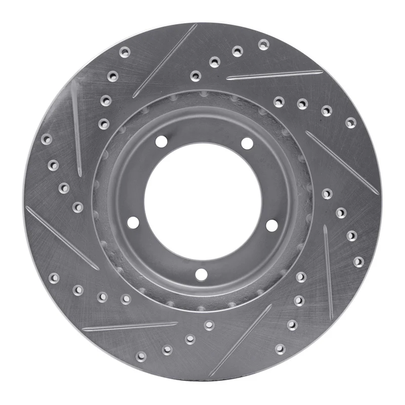 R1 90-16 Land Rover Range Rover Front Right Drilled & Slotted Silver Brake Rotor - Image 4