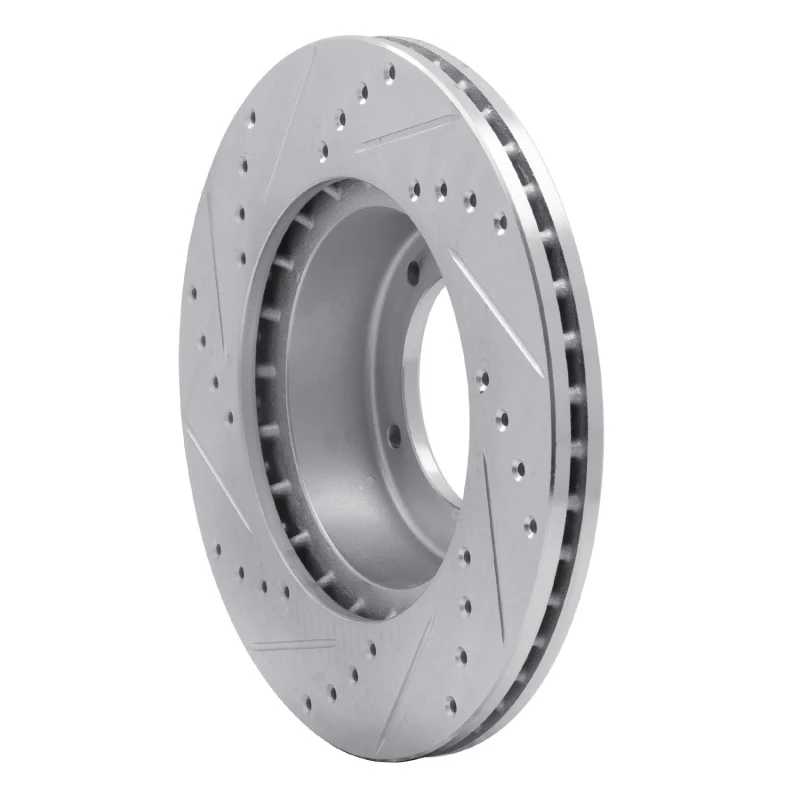 R1 90-16 Land Rover Range Rover Front Right Drilled & Slotted Silver Brake Rotor - Image 5